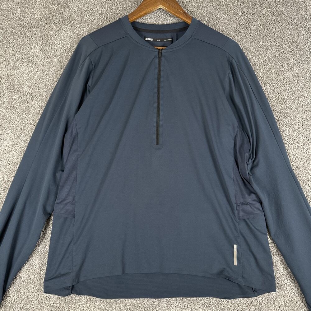 REI Co-op Shirt Mens L Navy Blue On The Trail Run Half-Zip L/S Popover Running